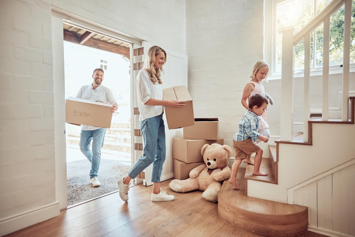 Family moving into new home 