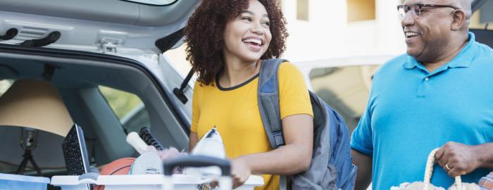 A student moving into college housing 